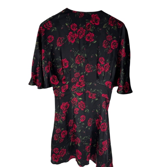 Cami NYC 100% Silk Black Red Rose Floral Mini Dress Sz S - Picture 3 of 9